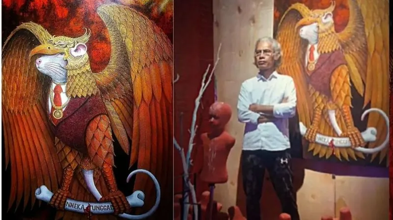 Respons Menteri Kebudayaan soal Lukisan Tikus Garuda Diturunkan. (Istimewa).