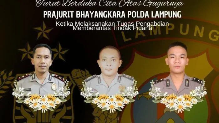 Ini Sosok 3 Polisi Tewas Ditembak saat Gerebek Sabung Ayam di Lampung. (Istimewa).
