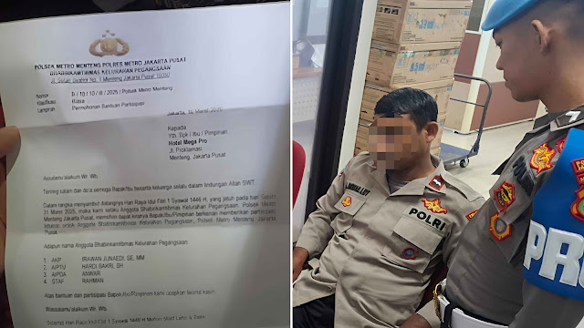 Anggota Polsek Menteng yang Minta THR ke Pengusaha Hotel Dicopot. (Istimewa).