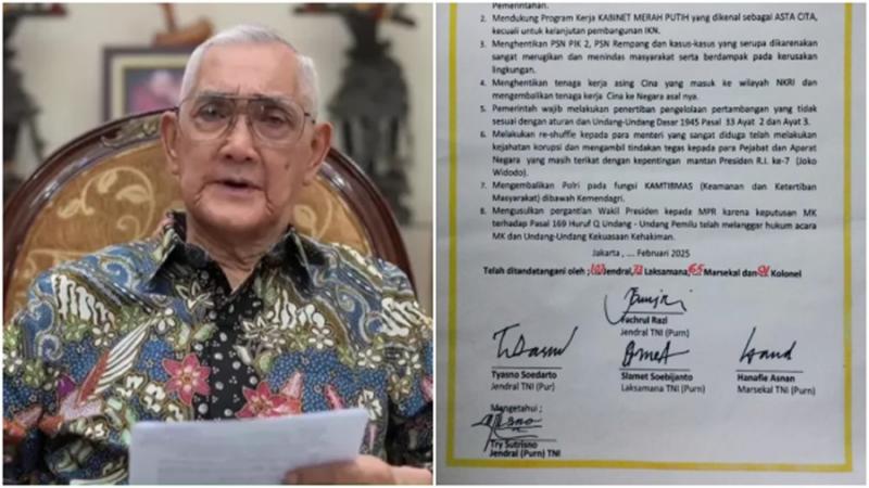 Ada Try Sutrisno, Forum Purnawirawan TNI: Ganti Gibran Lewat MPR RI! (Istimewa).