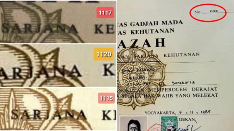 Ini Perbedaan Ijazah Fakultas Kehutanan UGM nomor 1120, 1117 & 1115. (Istimewa).