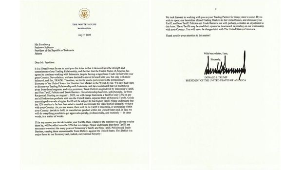 Simak Isi Lengkap Surat Trump ke Prabowo soal Serangan Tarif 32 Persen. (Istimewa).