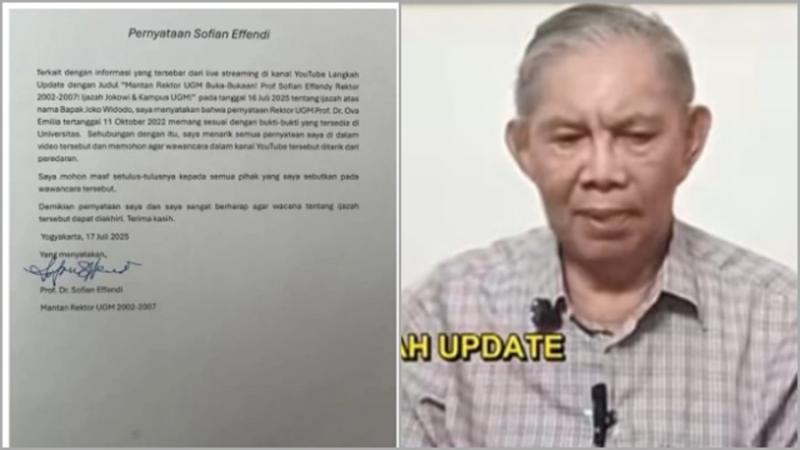 Tiba-tiba Eks Rektor UGM Minta Maaf-Cabut Perkataan soal Ijazah Jokowi. (Istimewa).