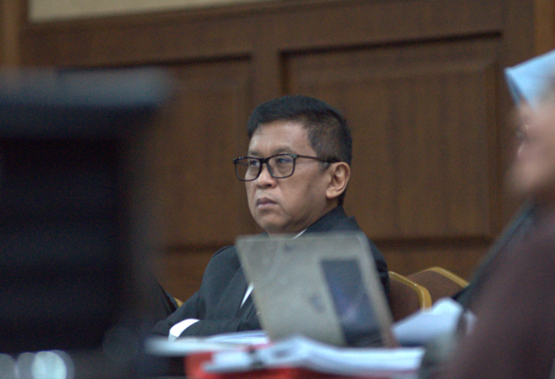 Sekjen PDI Perjuangan Hasto Kristiyanto saat menjalani persidangan di PN Tipikor Jakarta Pusat. (Law-justice)