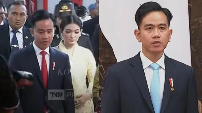 Di Sidang Tahunan MPR Gibran Ganti Dasi dari Merah ke Biru Muda. (Kolase dari berbagai sumber).