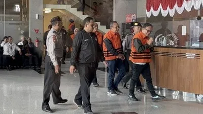 Wakil Menteri Ketenagakerjaan (Wamenaker) Immanuel Ebenezer ditangkap KP (CNN Indonesia/Ryan Hadi Suhendra)