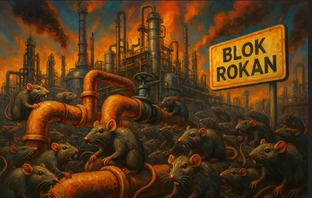 Ilustrasi: Aroma Korupsi Menguar dari Blok Rokan. (Copilot)