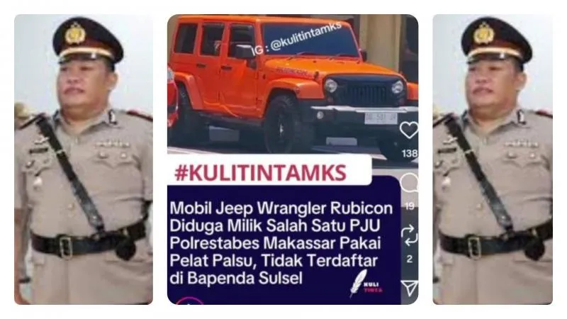 Pakai Rubicon Pelat Palsu Cuma Ditegur, Polisi Makassar Tak Ditilang. (Istimewa).