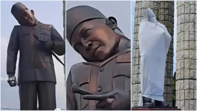 Viral Kepala Patung Soekarno di Alun-alun Indramayu Miring, Kok Bisa? (Istimewa).