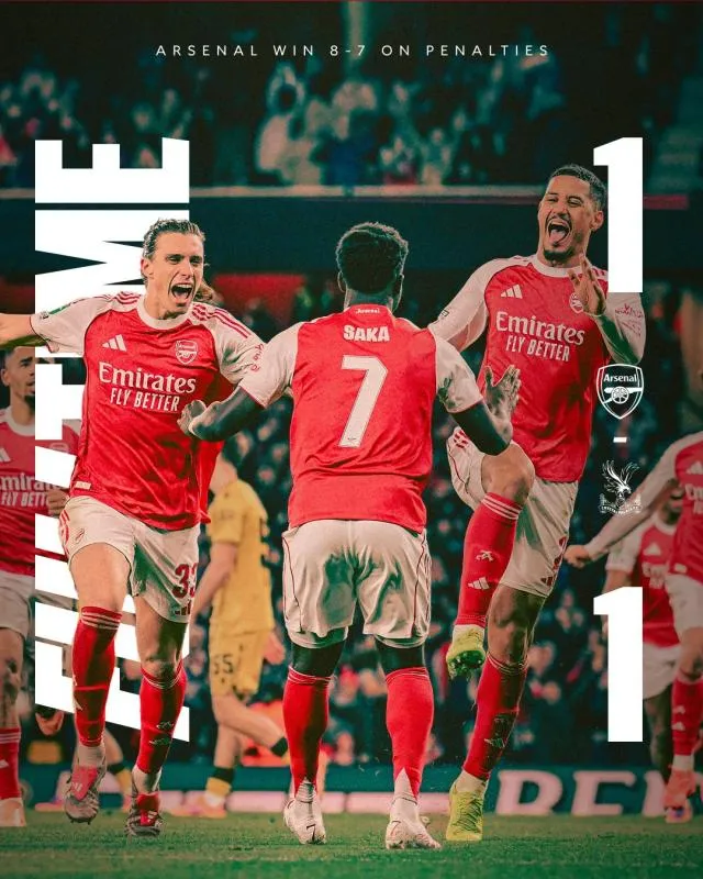 Menang Adu Penalti vs Palace, Arsenal Lolos Semifinal Carabao Cup. (x Twitter).