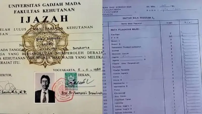 Transkrip Nilai Jokowi. (Istimewa).