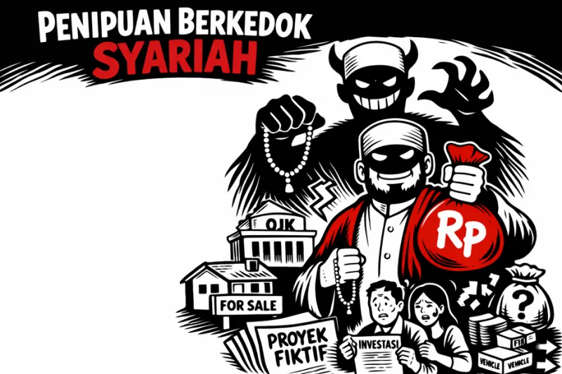 Cover Investigasi: Ilustrasi penipuan Berkedok Syariah. (ChatGPT)