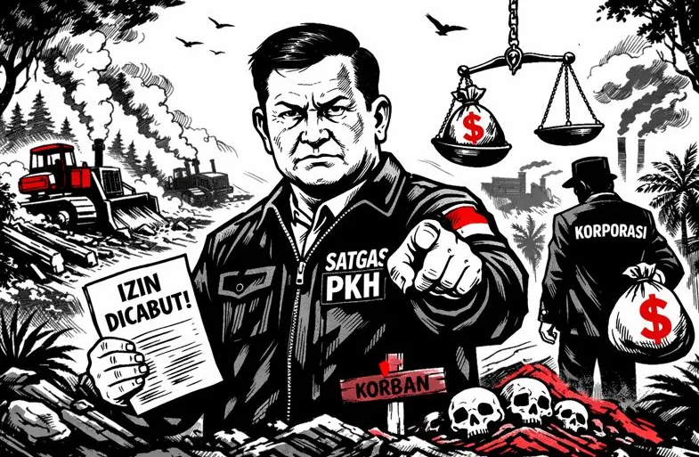 Ilustrasi: Cover Investigasi Satgas PKH. (ChatGPT)