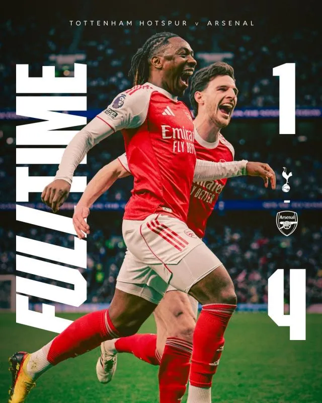 Update Liga Inggris: Dihajar Arsenal 1-4, Tottenham Bisa Terdegradasi. (x Arsenal).