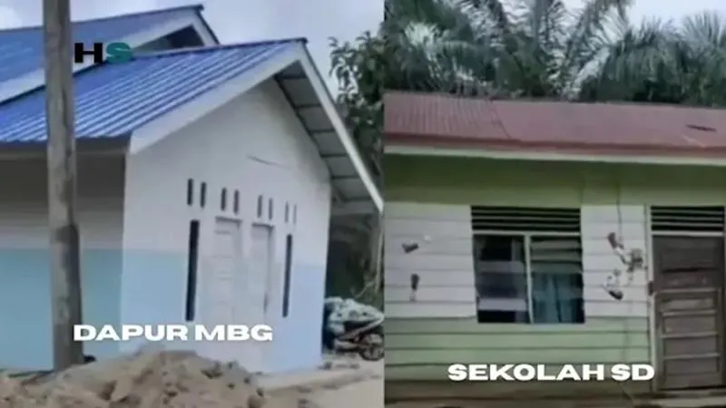 Miris, Penampakan Kontras Bangunan SPPG dengan Sekolah di Dekatnya. (Istimewa).