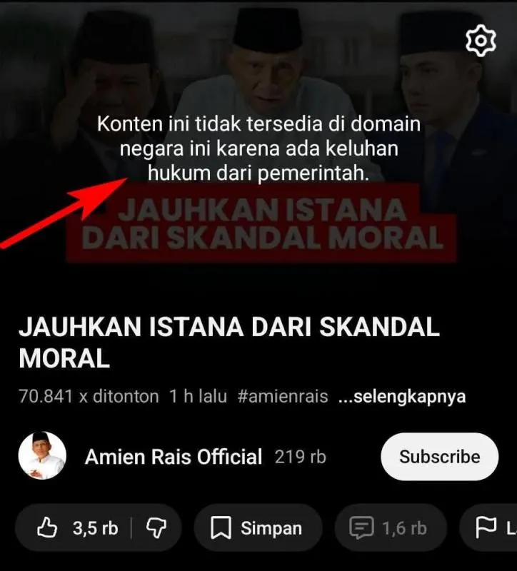 Kini Unggahan Amien Rais Soal Seskab Teddy Gay Tak Bisa Diakses Lagi. (Istimewa).