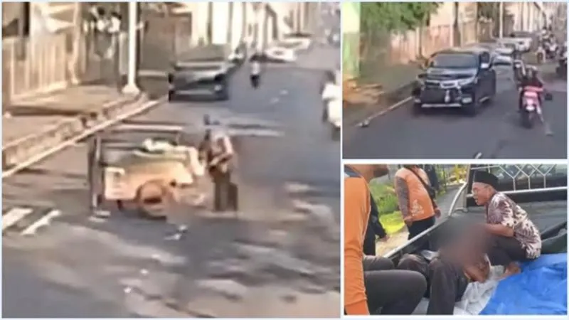 Viral Pedagang Buah Ditabrak Pajero di Kali Malang, Polisi Buru Sopir. (Istimewa).