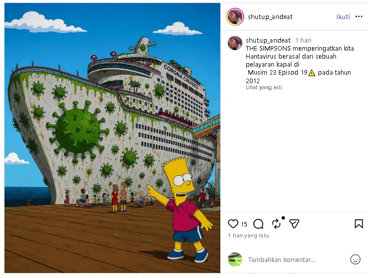The Simpsons Dikaitkan  Hantavirus Dari Sebuah Kapal Kebetulan foto sumber instagram