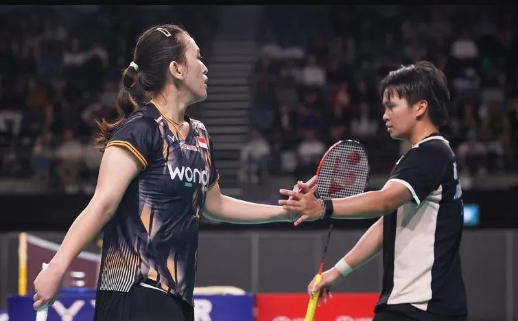 Ganda putri Indonesia Meilysa Trias Puspitasari/Febriana Dwipuji Kusuma saat tampil di semifinal Australian Open 2026 yang berlangsung di Quaycentre, Olympic Park, Sydney, Australia, Sabtu (13/06/2026). (Antara)