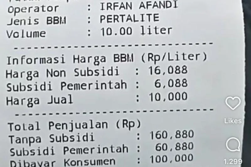 Harga Keekonomian Pertalite di Atas Pertamax. (Istimewa).