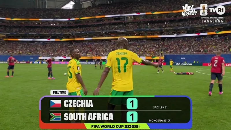 Update Piala Dunia 2026: Ceko Ditahan Afrika Selatan 1-1. (Istimewa).
