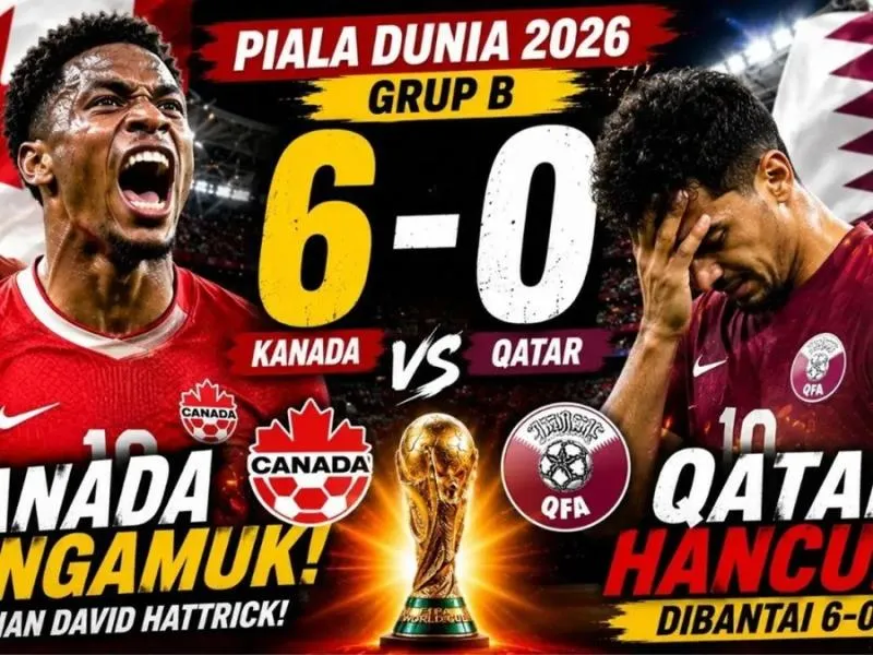 Update Piala Dunia: Jonathan David Hattrick, Kanada Bantai Qatar 6-0. (Istimewa).