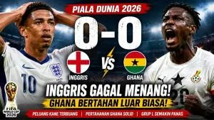 Update Grup L Piala Dunia: Inggris Ditahan Ghana, Kane Buang Peluang
