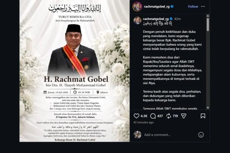 Kabar Duka, Hari Ini Rachmat Gobel Meninggal Dunia. (Istimewa).