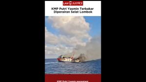 KMP Putri Yasmin terbakar diperairan Selat Lombok
