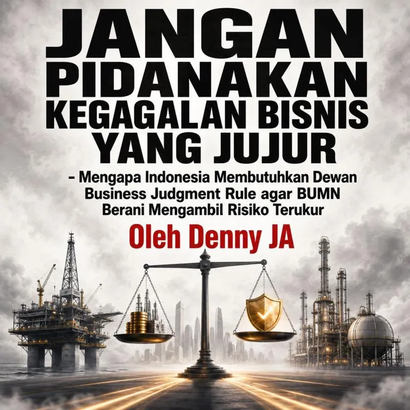 Soal Jangan Pidanakan Kegagalan Bisnis yang Jujur. (Medsos Denny JA).
