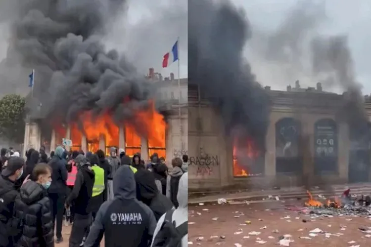 Demonstran di Prancis Bakar Gedung Pemerintah hingga Jarah Toko. (Istimewa).