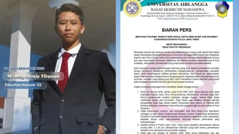 Diduga soal Demo, Polisi Jemput Paksa Presiden BEM Unair Dirumahnya. (Istimewa).