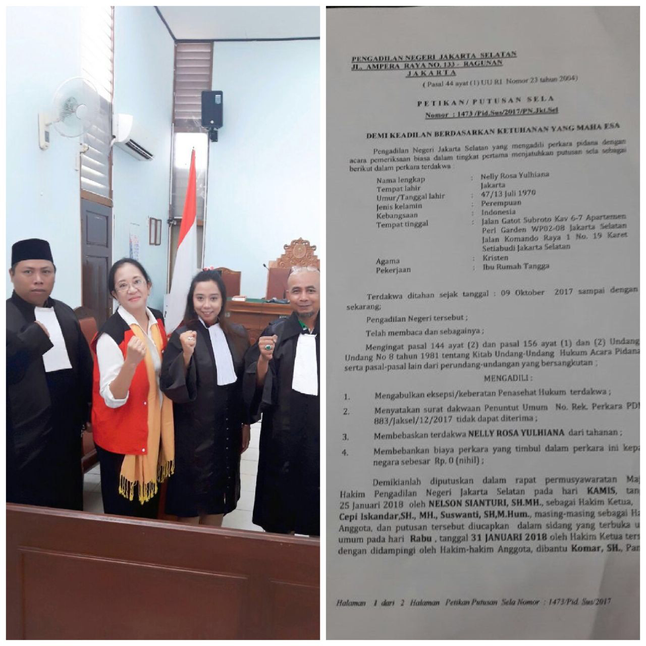 Nelly Juliana Siringo-ringo (rompi merah) dan tim pengacaranya dari Advokat Pribumi Indonesia (Ist)