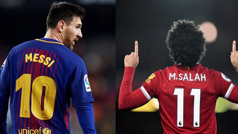 Bintang Barcelona Lionel Messi dan pemain Liverpool Mohamed Salah (Foto: DailyTimes)